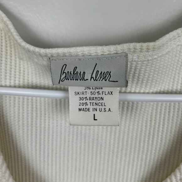 Vintage Barbara Lesser Womens large Flax Boho Mini Dress summer beach - Picture 3 of 4